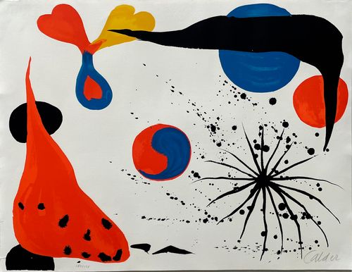 Flies in the Spider Web (150/175), Litografía a color, 50 x 65 cm, por Alexander Calder — Aura Galerías